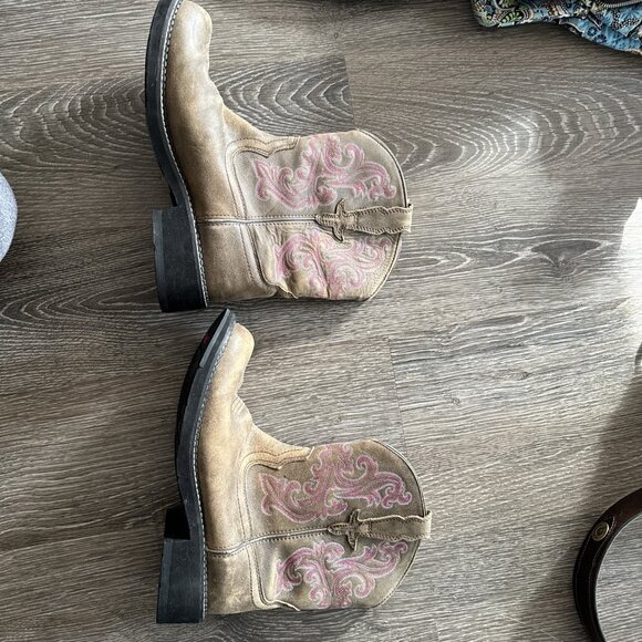 Ariat Boots Womens 10 Fatbaby Western Brown Pink Cowboy Boot - Picture 8 of 12